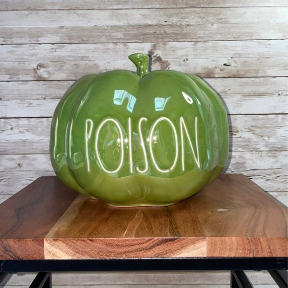 Rae Dunn POISON Pumpkin iridescent green - Picture 1 of 4